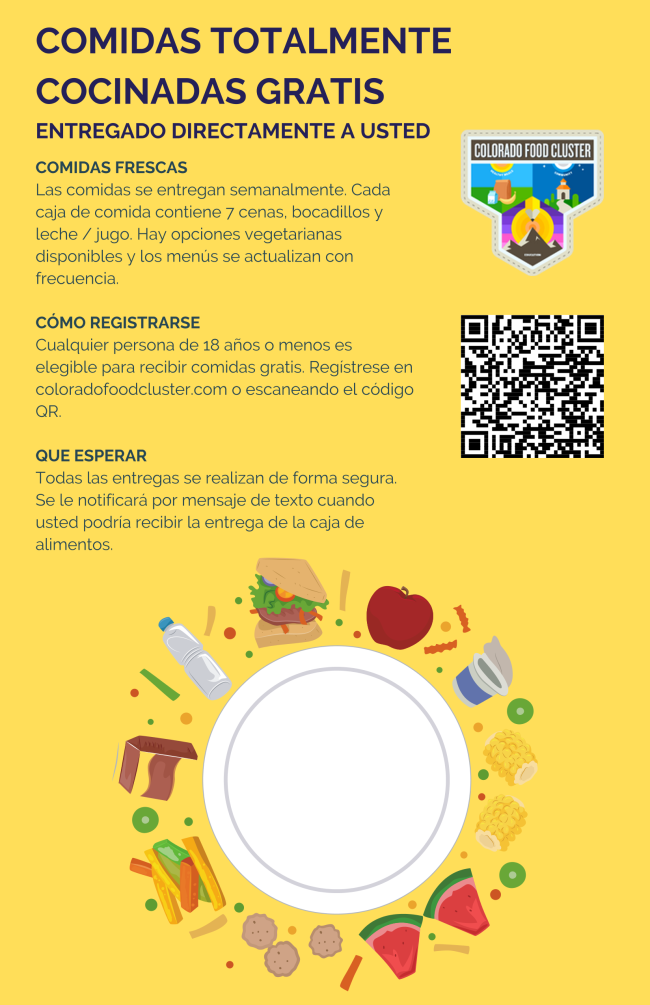 Colorado food cluster flyer in Spanish