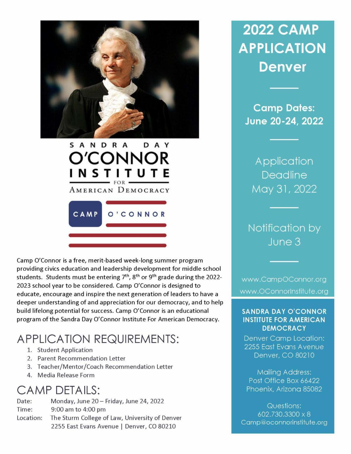 Sandra Day O'Connor Summer Civics Camp for Middle school students